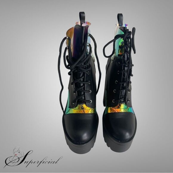 Black and Iridescent Platform Boot - Picture 5 of 6